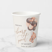 ベビークマ、茶色のバルーン、最初の誕生日 紙コップ (裏面)