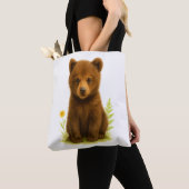 ベビークマCub in the Wilflowers トートバッグ (クローズアップ)