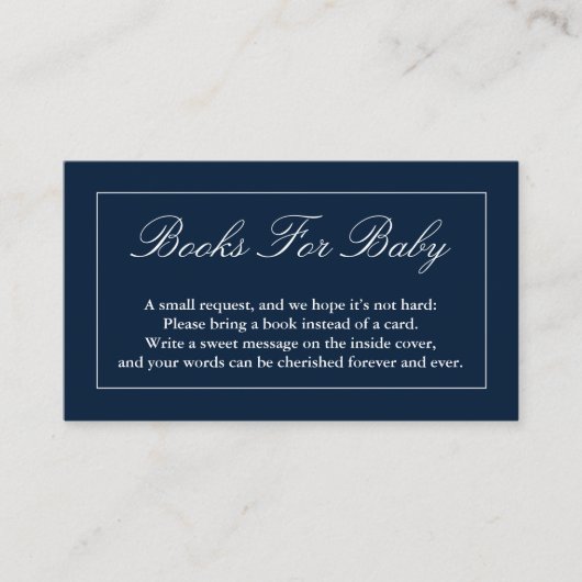 ベビークラシックのミニマリスト海軍ブルーブックス エンクロージャーカード (正面)