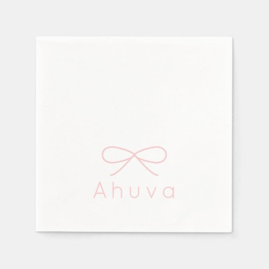 ベビークラシックピンクのボウカクテルナプキン スタンダードカクテルナプキン (正面)