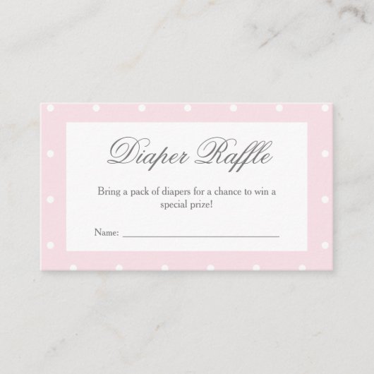 ベビークラシックピンクボウ赤ちゃんシャワーおむつラッフル エンクロージャーカード (正面)