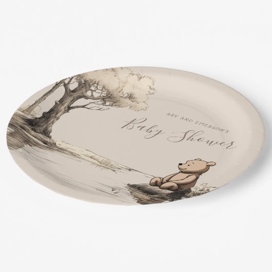 ベビークラシックベアーフォレスト |赤ちゃんシャワー ペーパープレート (アングル)