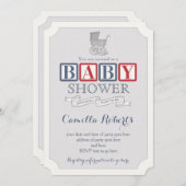 ベビークラシックヴィンテージ幼児用ベビーシャワー 招待状 (正面/裏面)