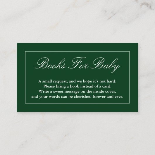 ベビークラシック向けミニマリスト緑の本 エンクロージャーカード (正面)