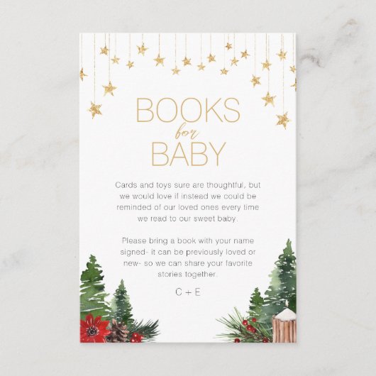 ベビークラシック用クリスマスホワイト赤ちゃんシャワーブック エンクロージャーカード (正面)