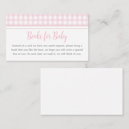 ベビークラシック用ピンクジンガム赤ちゃんシャワーブック エンクロージャーカード (正面/裏面)