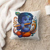 ベビークリシュナとフルート – ピースビベス | 3D鮮やか クッション (ブランケット)