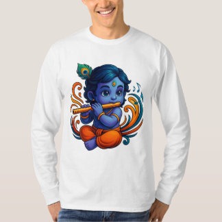 ベビークリシュナとフルート – ピースビベス | 3D鮮やか Tシャツ