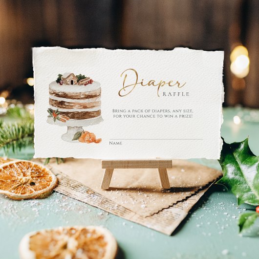 ベビークリスマスのおむつラッフル外は寒い エンクロージャーカード