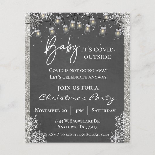 ベビークリスマスの外でコビディパーティーのスノーフレーク チラシ (正面)