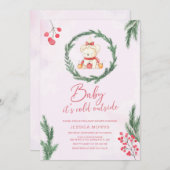 ベビークリスマスの外で寒い赤ちゃんシャワーInvite 招待状 (正面/裏面)