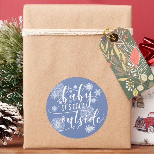 ベビークリスマスの外は冷たい ラウンドシール (クリスマス)