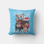 ベビークリスマスの外は寒いフランスの犬 クッション (正面)