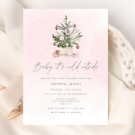 ベビークリスマスの女の子の赤ちゃんシャワー外は寒い 招待状