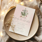 ベビークリスマスの女の子の赤ちゃんシャワー外は寒い 招待状