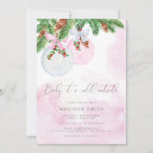 ベビークリスマスの女の子の赤ちゃんシャワー外は寒い 招待状 (正面)