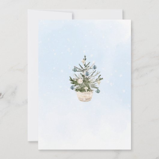 ベビークリスマスの男の子のシャワー外は寒い 招待状 (裏面)