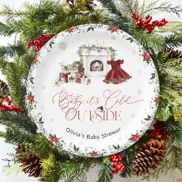 ベビークリスマスの赤ちゃんシャワー外は寒い ペーパープレート