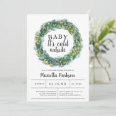 ベビークリスマスの赤ちゃんシャワー外は寒い 招待状 (スタンド正面)