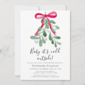 ベビークリスマスの赤ちゃんシャワー外は寒い 招待状 (正面)