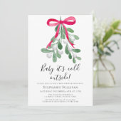 ベビークリスマスの赤ちゃんシャワー外は寒い 招待状 (スタンド正面)