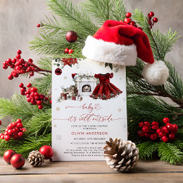 ベビークリスマスの赤ちゃんシャワー外は寒い 招待状