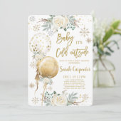 ベビークリスマスの赤ちゃんシャワー外は寒い 招待状 (スタンド正面)