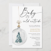 ベビークリスマスの飾り付けシャワー外は寒い 招待状 (正面)