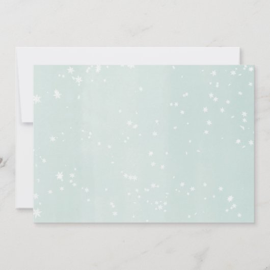 ベビークリスマスの飾り付けシャワー外は寒い 招待状 (裏面)