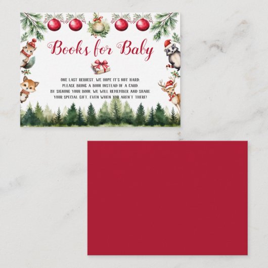 ベビークリスマスウィンターウッドランド動物用の本 エンクロージャーカード (正面/裏面)