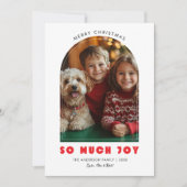ベビークリスマスジョイおもしろいペット犬フォトレッド シーズンカード (正面)