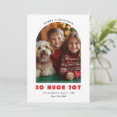 ベビークリスマスジョイおもしろいペット犬フォトレッド シーズンカード (スタンド正面)