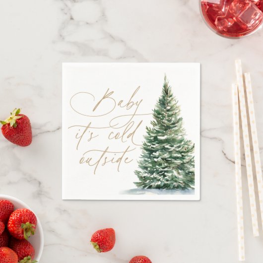 ベビークリスマスツリー外で冷たいベビーシャワー スタンダードカクテルナプキン (インサイチュ)