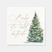 ベビークリスマスツリー外で冷たいベビーシャワー スタンダードカクテルナプキン (正面)