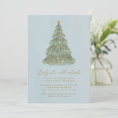 ベビークリスマスツリー外で冷たいベビーシャワー 招待状 (スタンド正面)