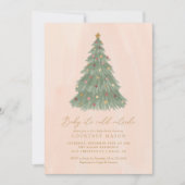 ベビークリスマスツリー外で冷たいベビーシャワー 招待状 (正面)