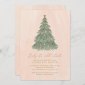 ベビークリスマスツリー外で冷たいベビーシャワー 招待状 (正面/裏面)