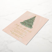 ベビークリスマスツリー外で冷たいベビーシャワー 箔招待状 (回転した状態)