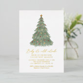 ベビークリスマスツリー外で冷たいベビーシャワー 箔招待状 (立ち正面)