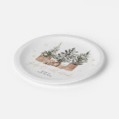 ベビークリスマスツリー外は寒いベビーシャワー ペーパープレート (アングル)