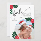 ベビークリスマスフォトカードの外が暖かい 招待状 (正面)