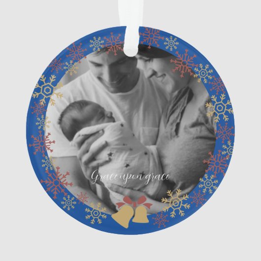 ベビークリスマスフォトスノーフレークセラミックオーナメント オーナメント (裏面)