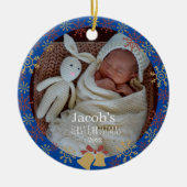 ベビークリスマスフォトスノーフレーク セラミックオーナメント (正面)