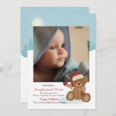 ベビークリスマスベアーホリデー誕生のお知らせ シーズンカード (正面/裏面)