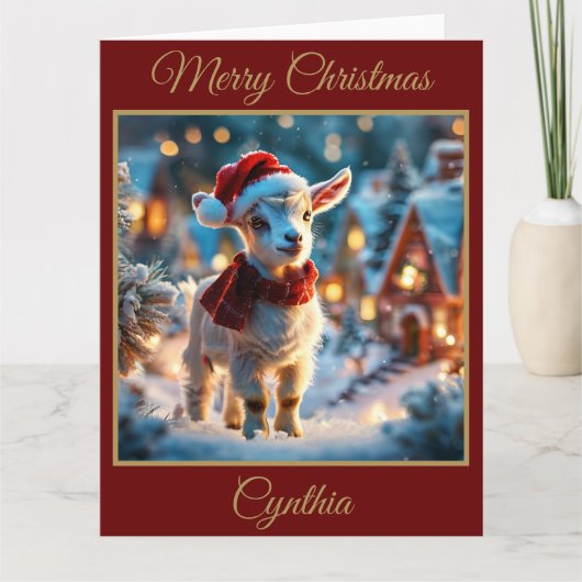 ベビークリスマスヤギのクリスマス カード (正面)