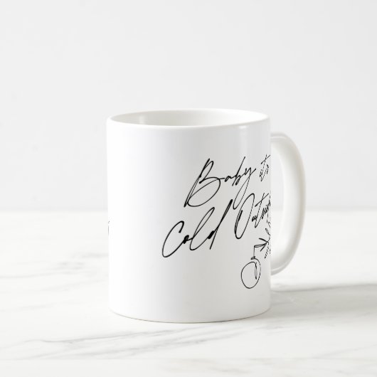 ベビークリスマス休暇の外は寒い コーヒーマグカップ (正面右)