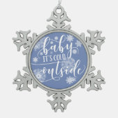 ベビークリスマス外の冷たいピューターオーナメント スノーフレークピューターオーナメント (正面)