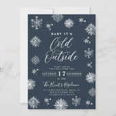ベビークリスマス外は寒いパーティの招待状 招待状 (正面)