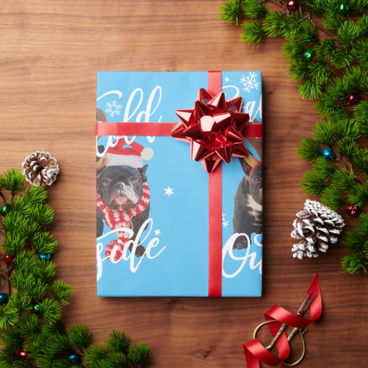 ベビークリスマス外は寒いフレンチブル犬T- ラッピングペーパー (クリスマスギフト)