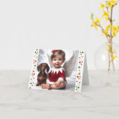 ベビークリスマス小妖精や小人とダシュンドカード カード (黄色い花)